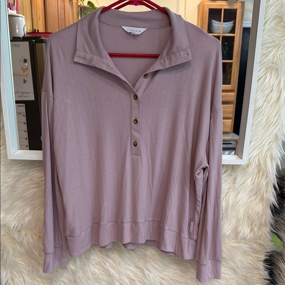 Danskin Purple Long Sleeve Button Down Shirt NWOT